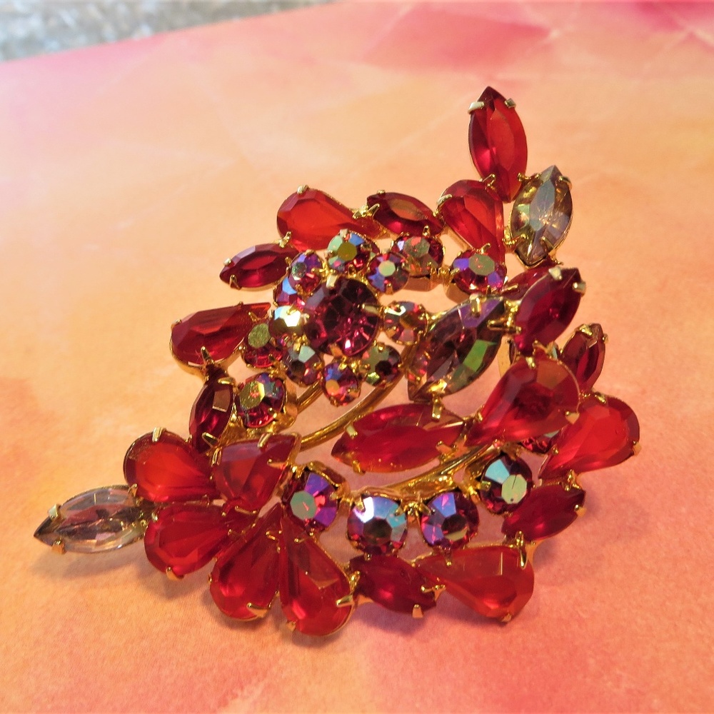 Wizard Of Oz Ruby Red AB Stones Statement Brooch